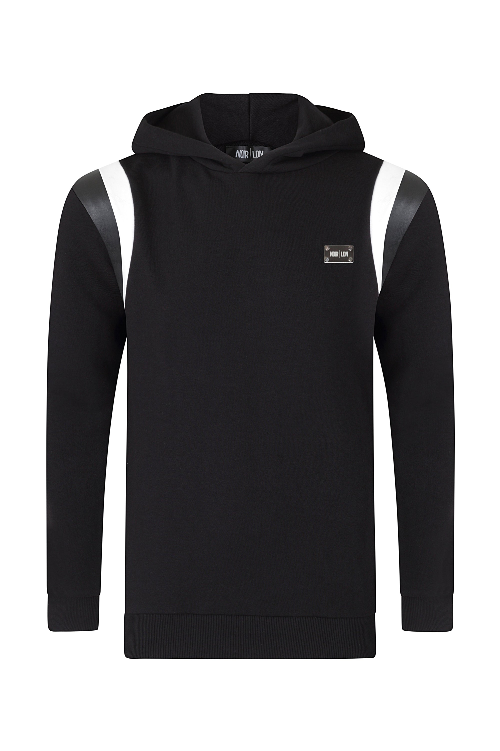 Black-leather-panel-hoodie