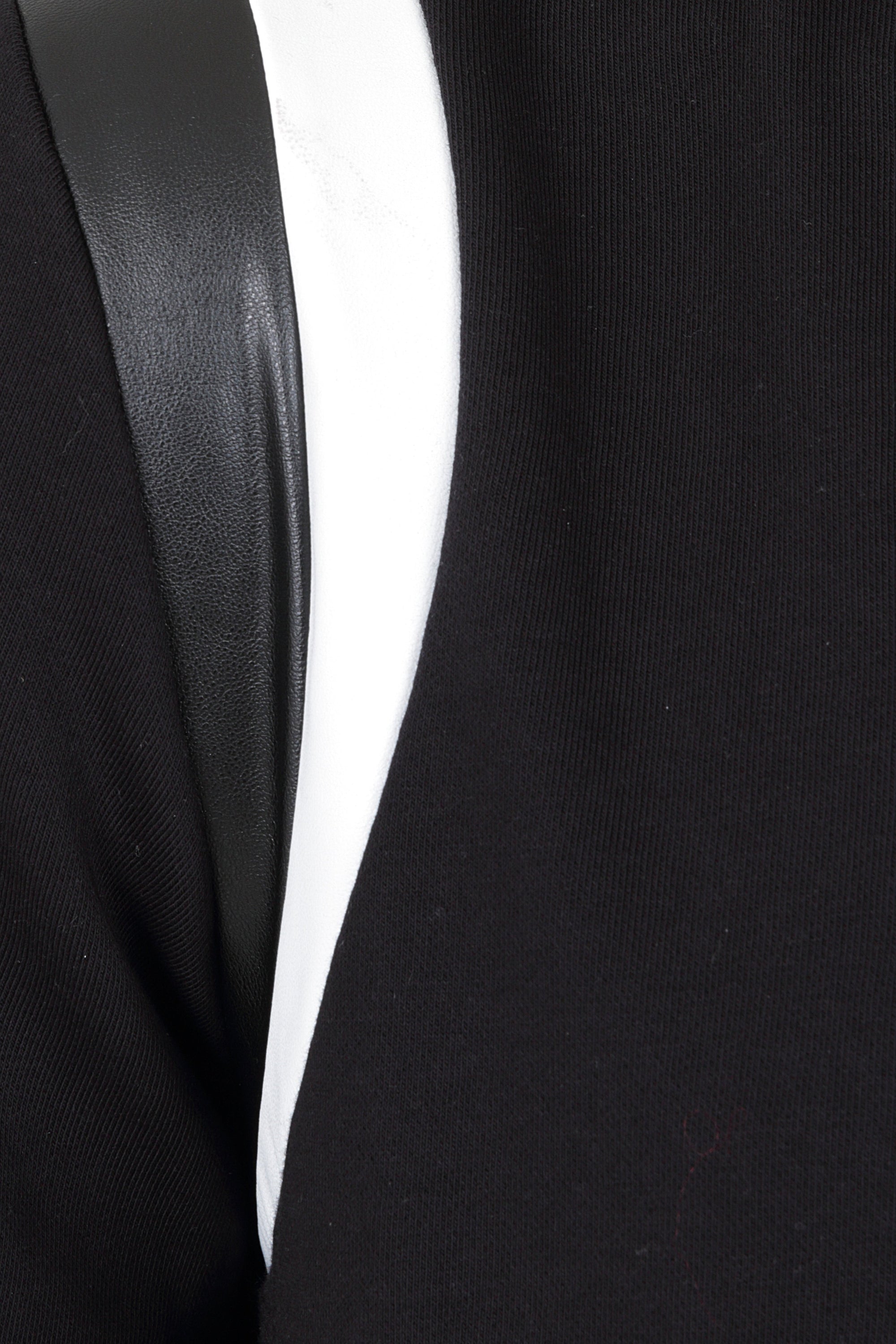 BLACK/LEATHER PANEL HOODIE