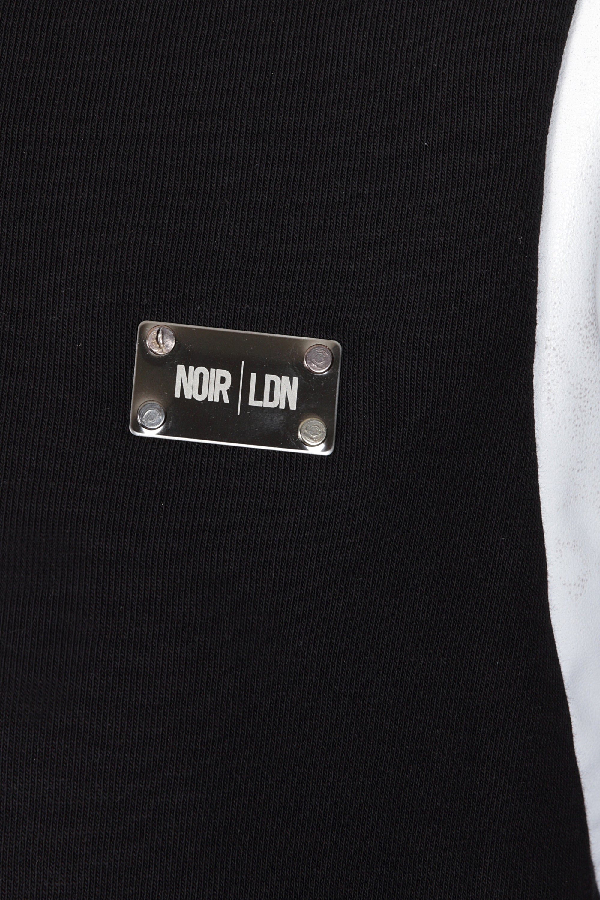 BLACK/LEATHER PANEL HOODIE