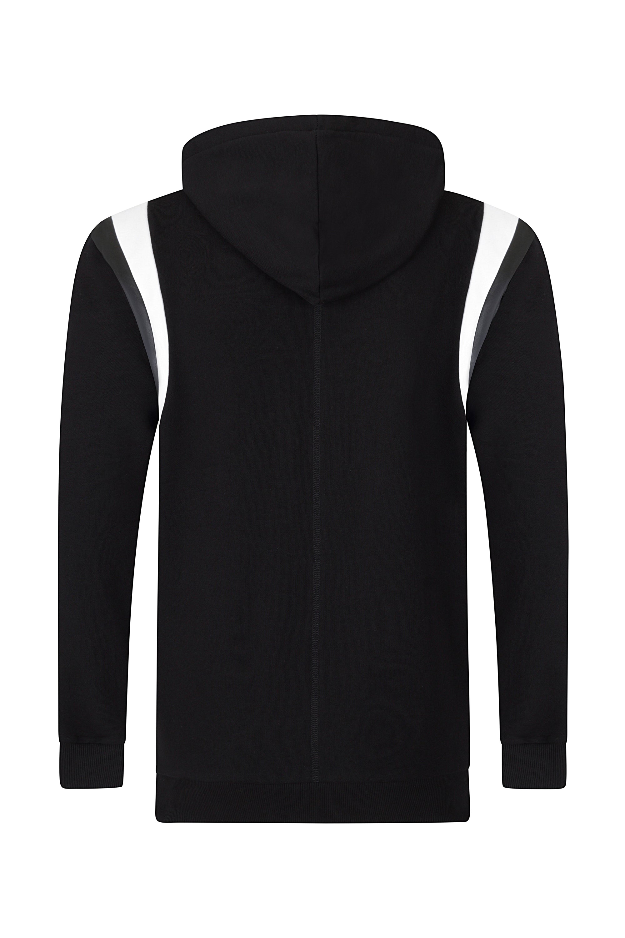 BLACK/LEATHER PANEL HOODIE