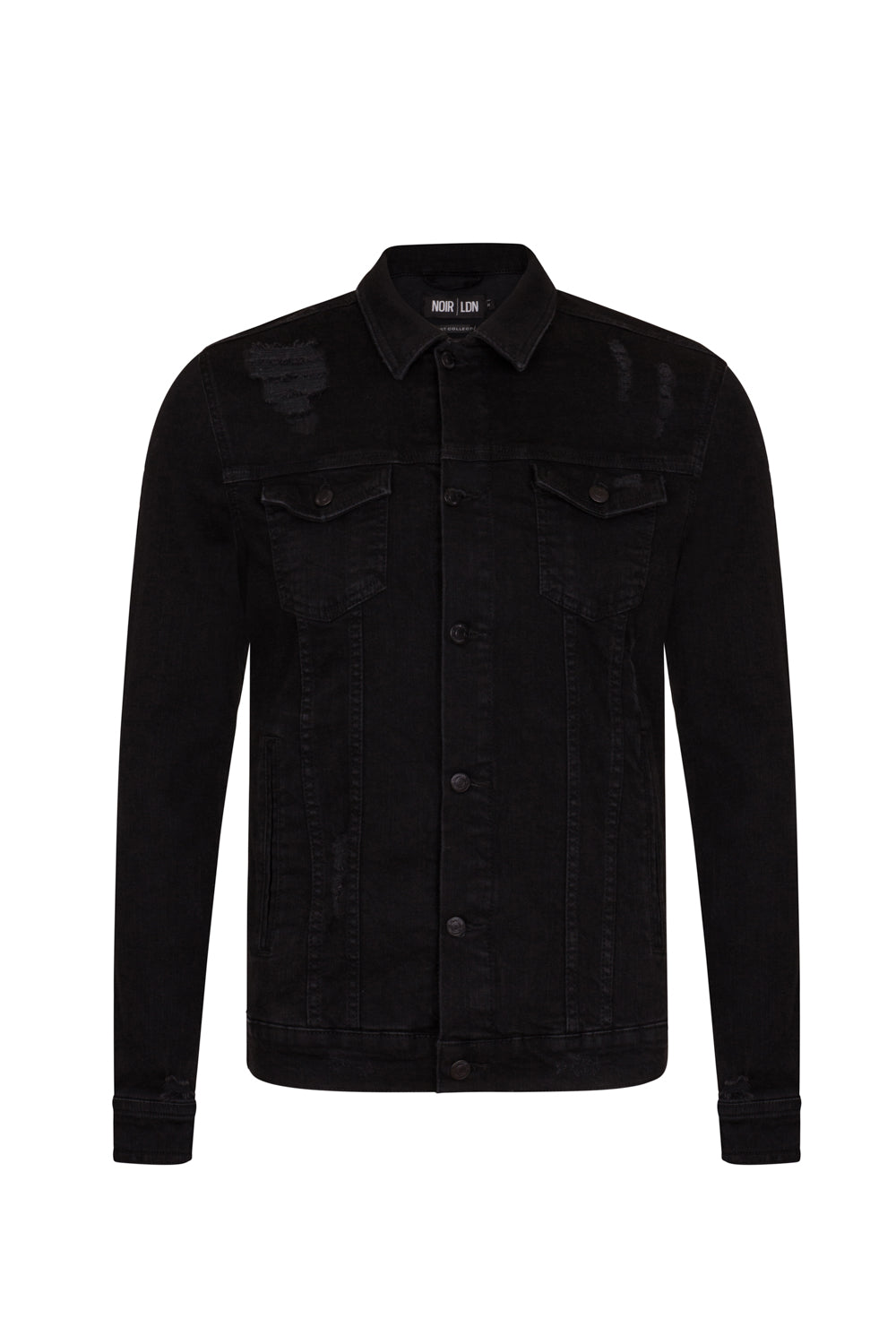 BLACK DISTRESSED DENIM JACKET