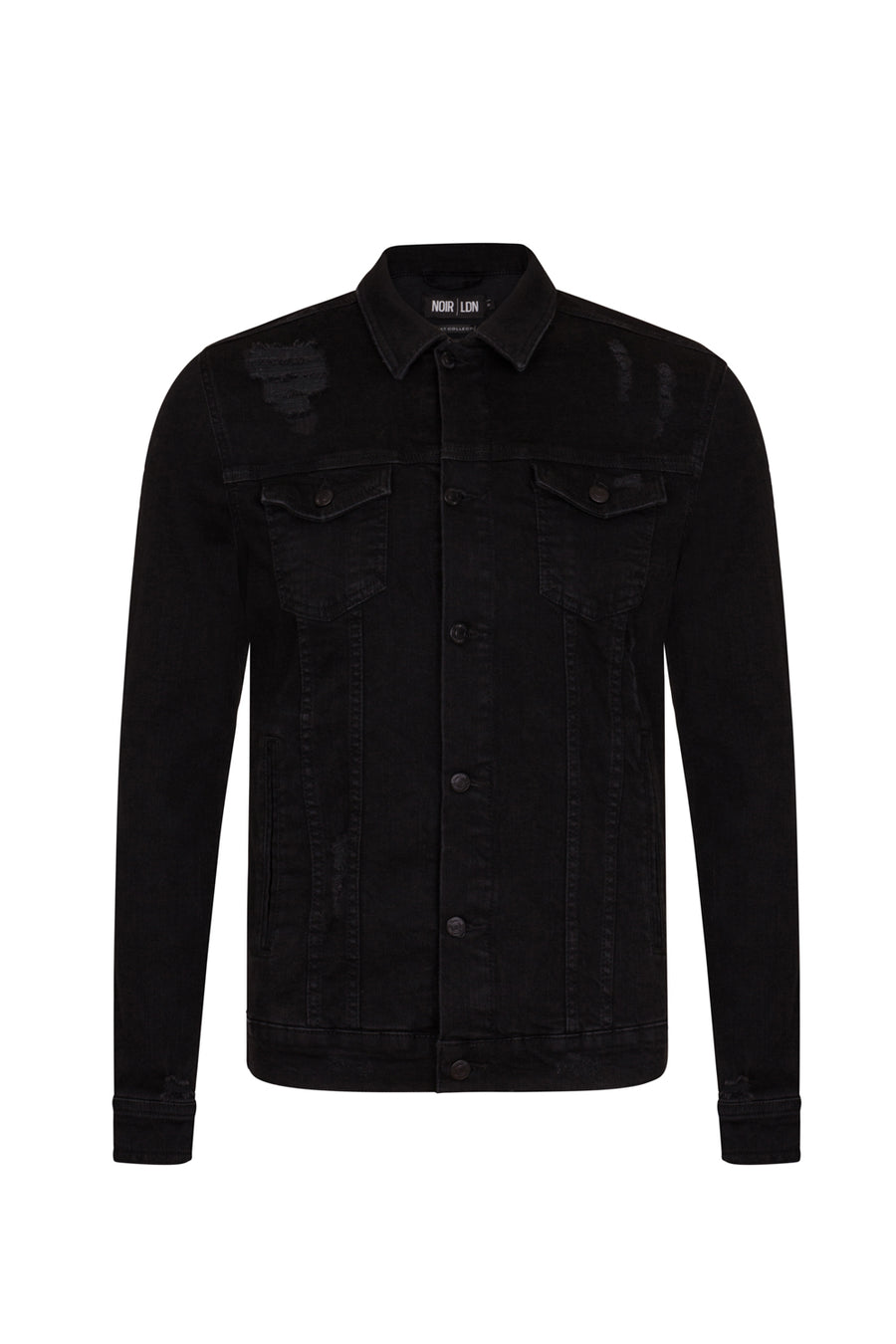 BLACK DISTRESSED DENIM JACKET
