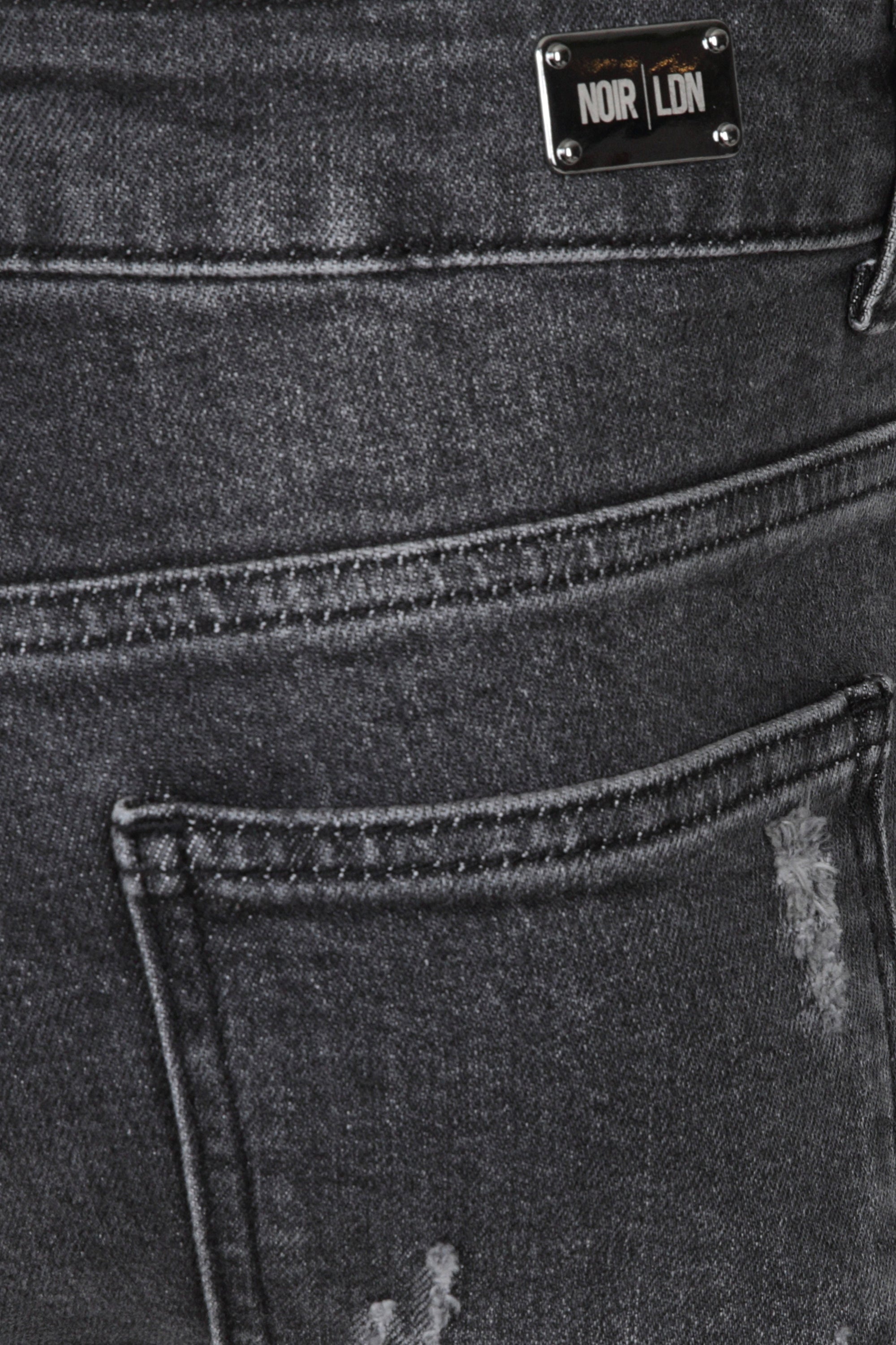 DENIM LEATHER PANEL JEANS