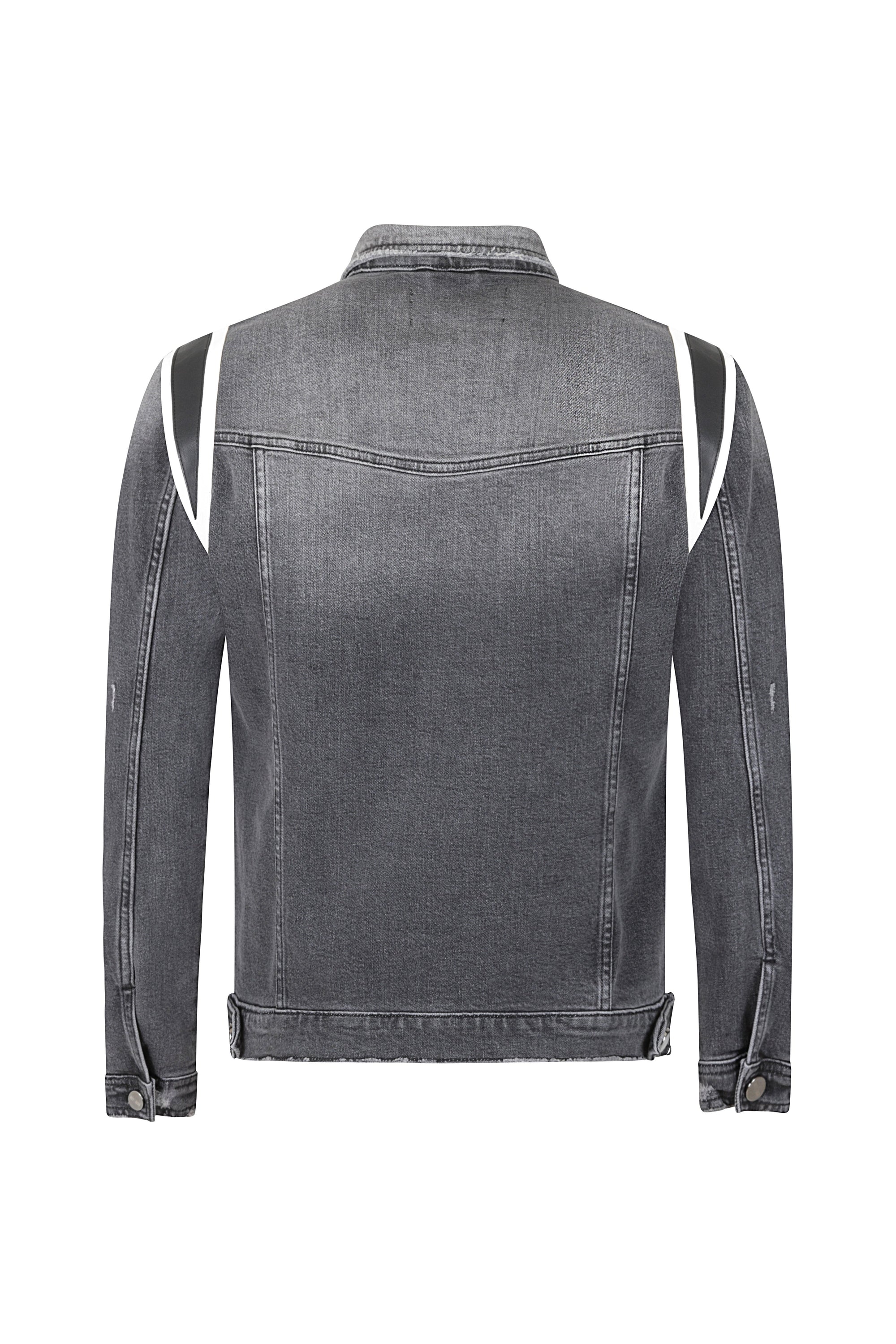 DENIM LEATHER PANEL JACKET