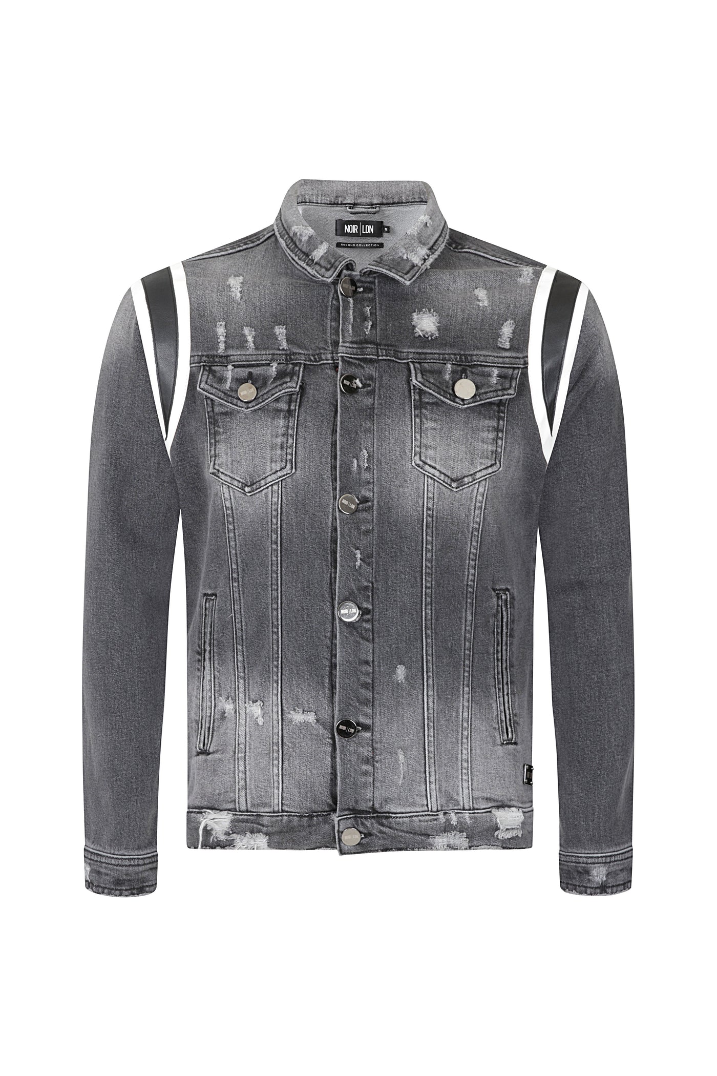DENIM LEATHER PANEL JACKET