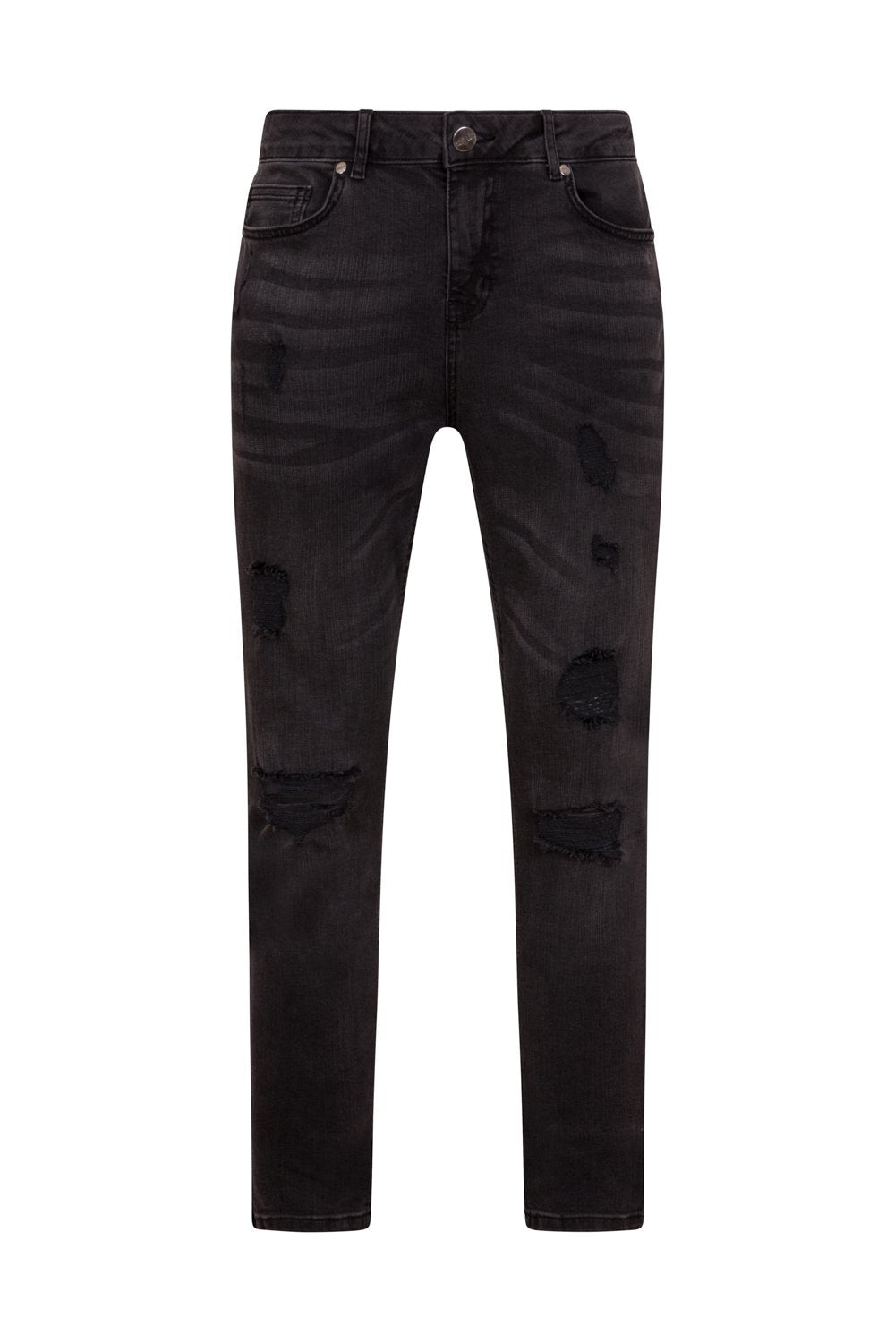 GREY  DISTRESSED JEANS - NOIR | LDN