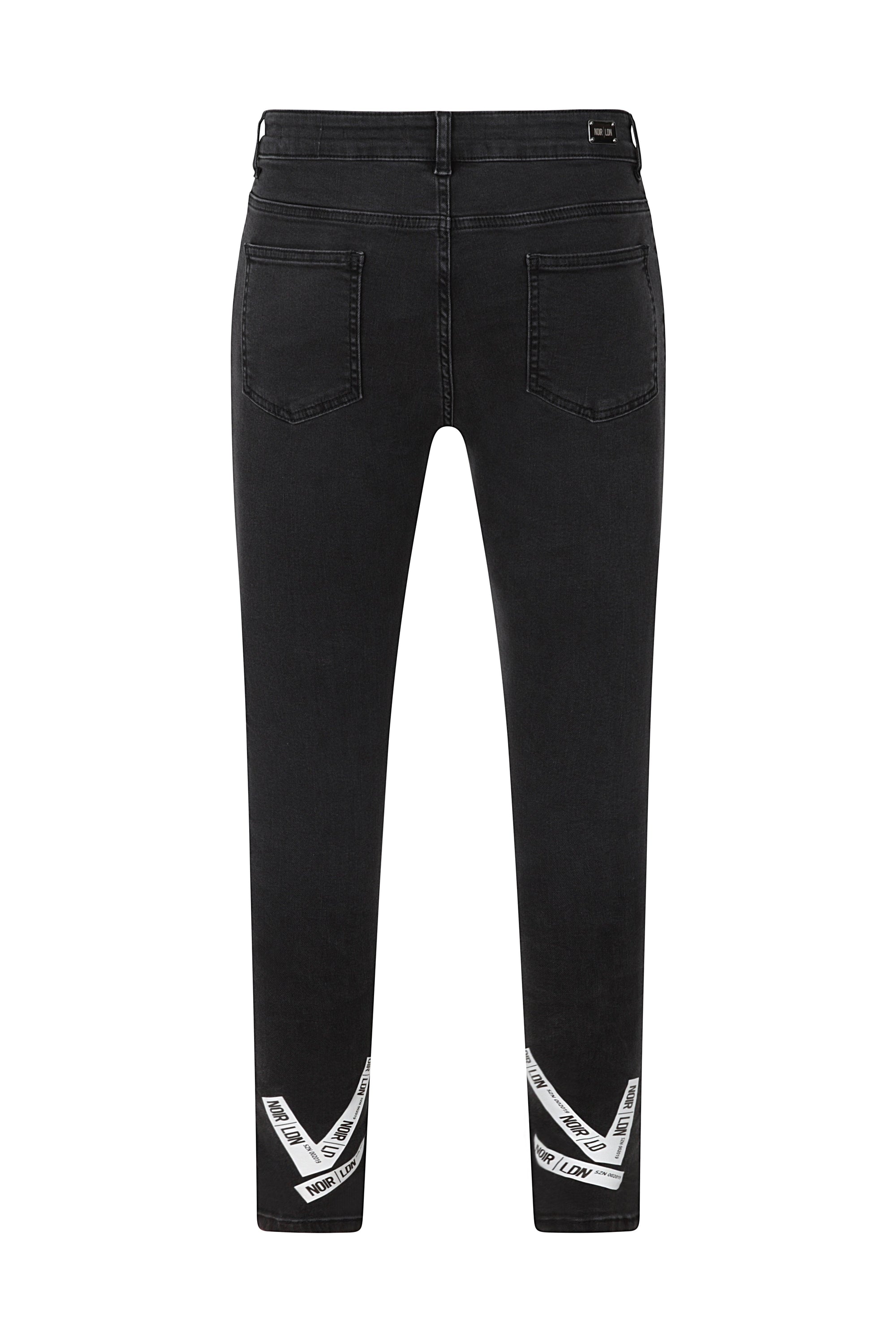 GREY TAPE DENIM JEANS