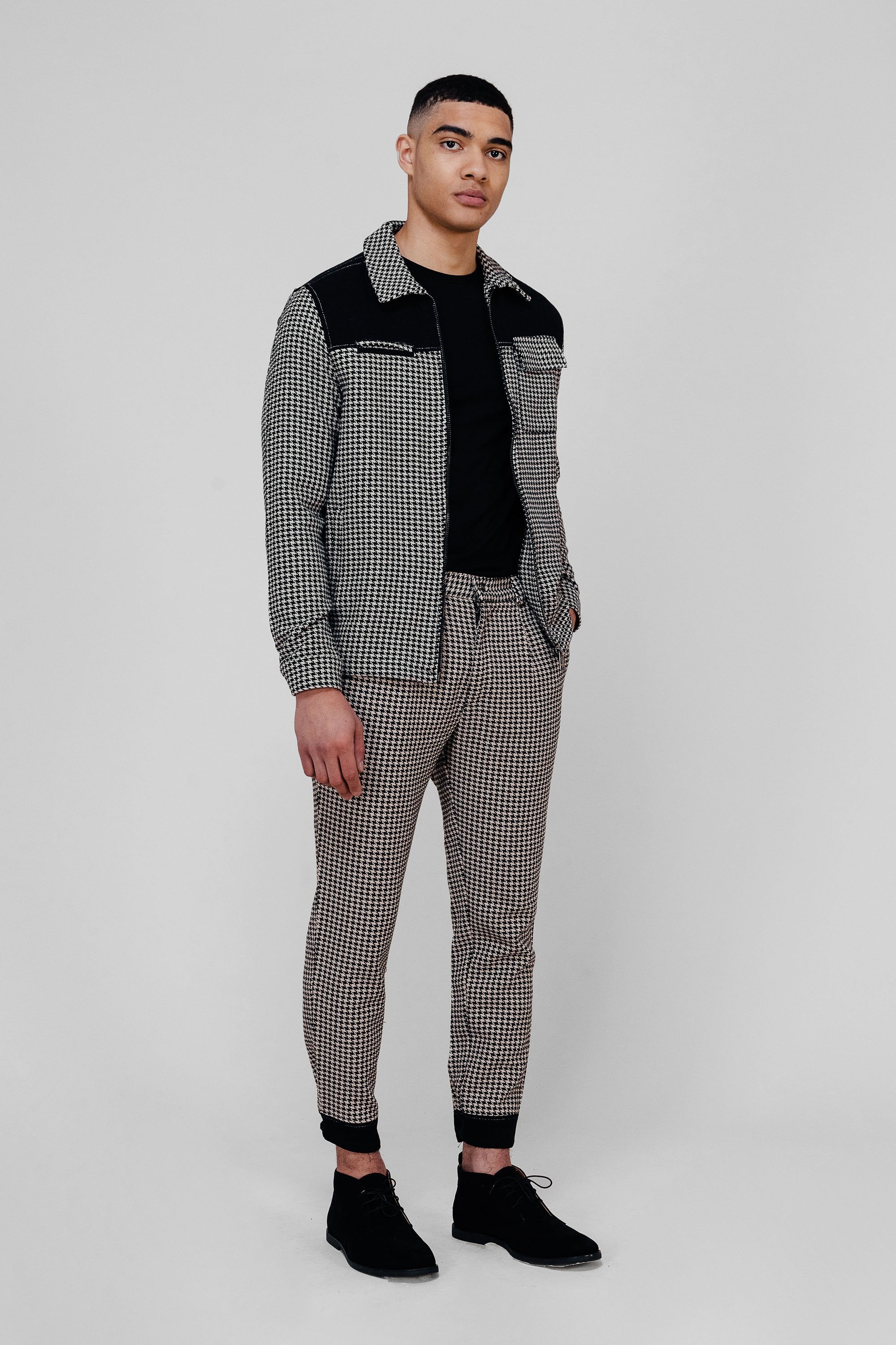 HOUNDSTOOTH PANEL TROUSER