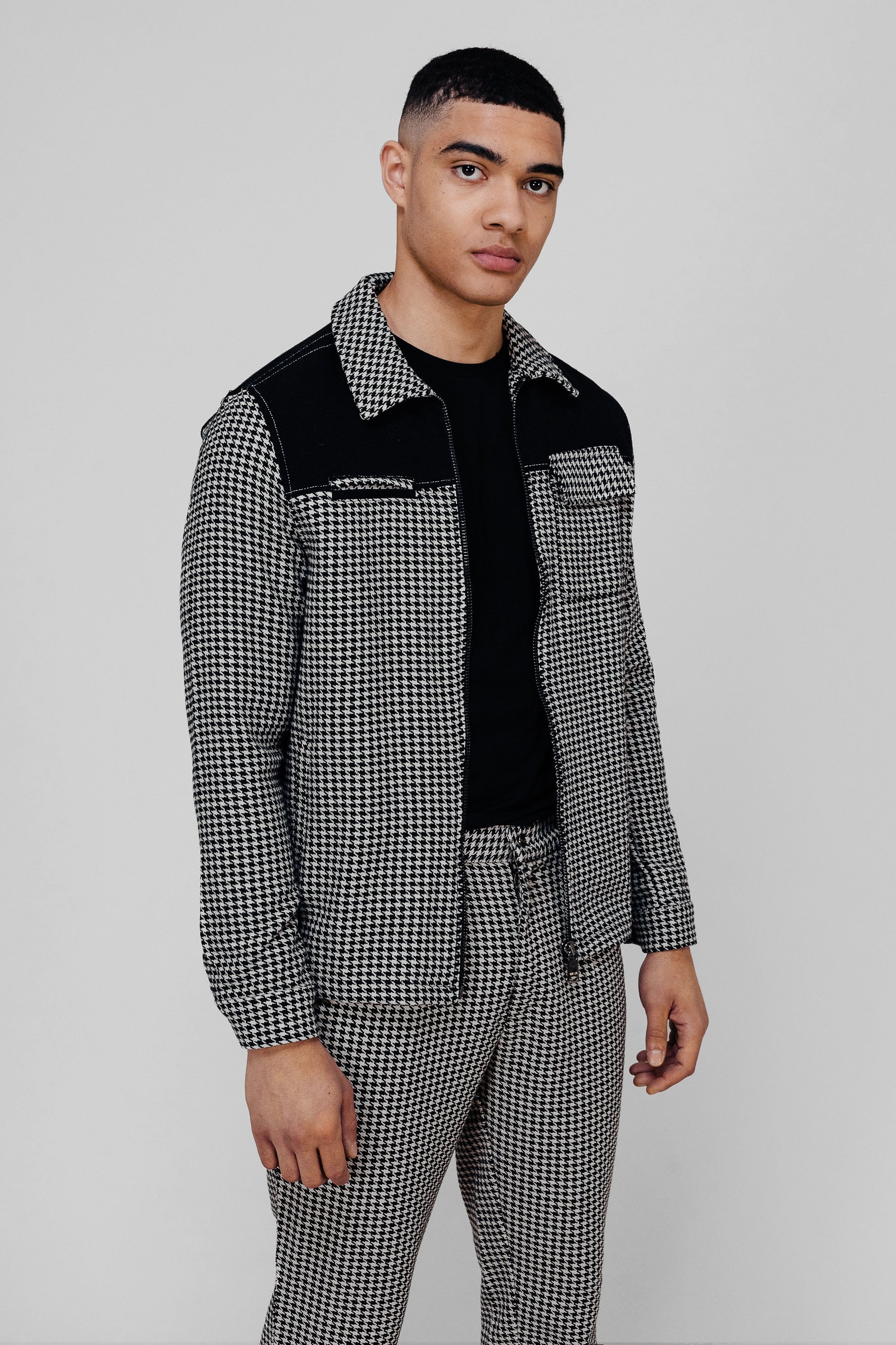 HOUNDSTOOTH PANEL JACKET