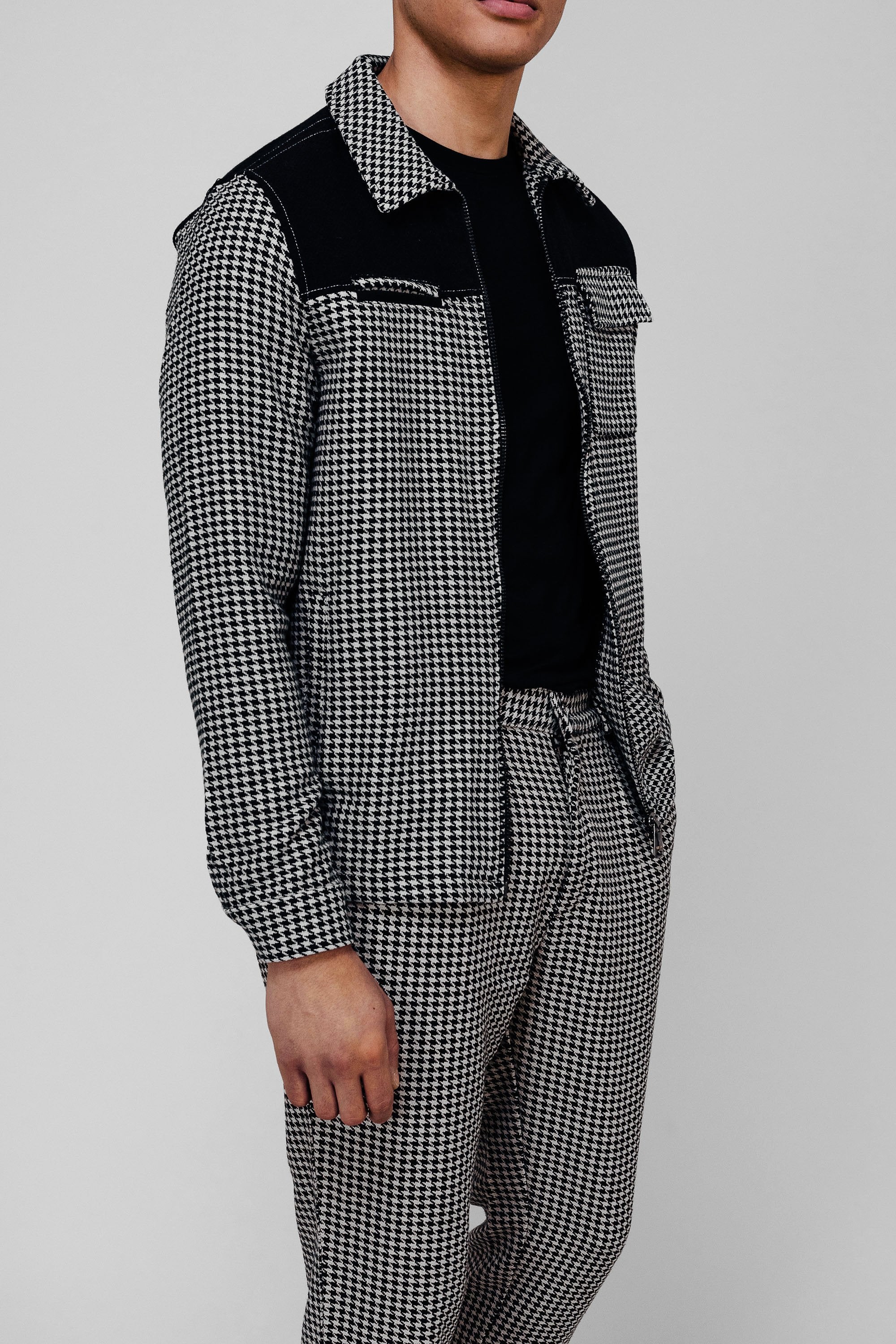 HOUNDSTOOTH PANEL JACKET