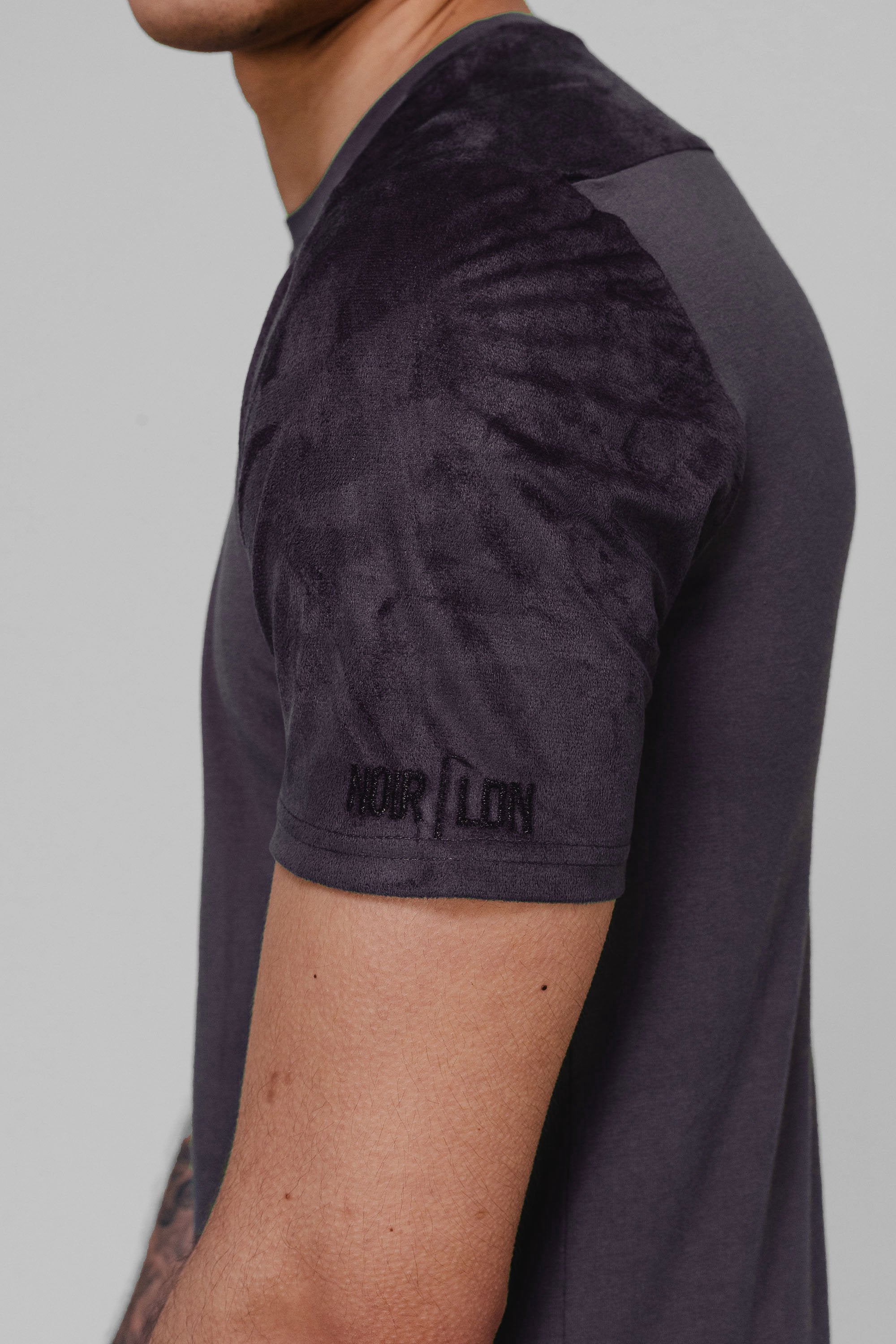 GREY SUEDE ZIP T-SHIRT