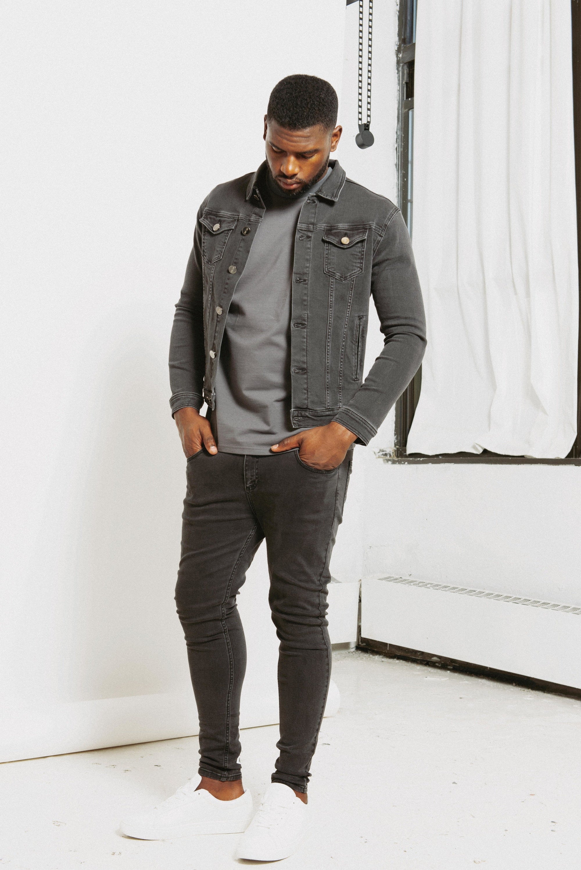 GREY TAPE DENIM JACKET