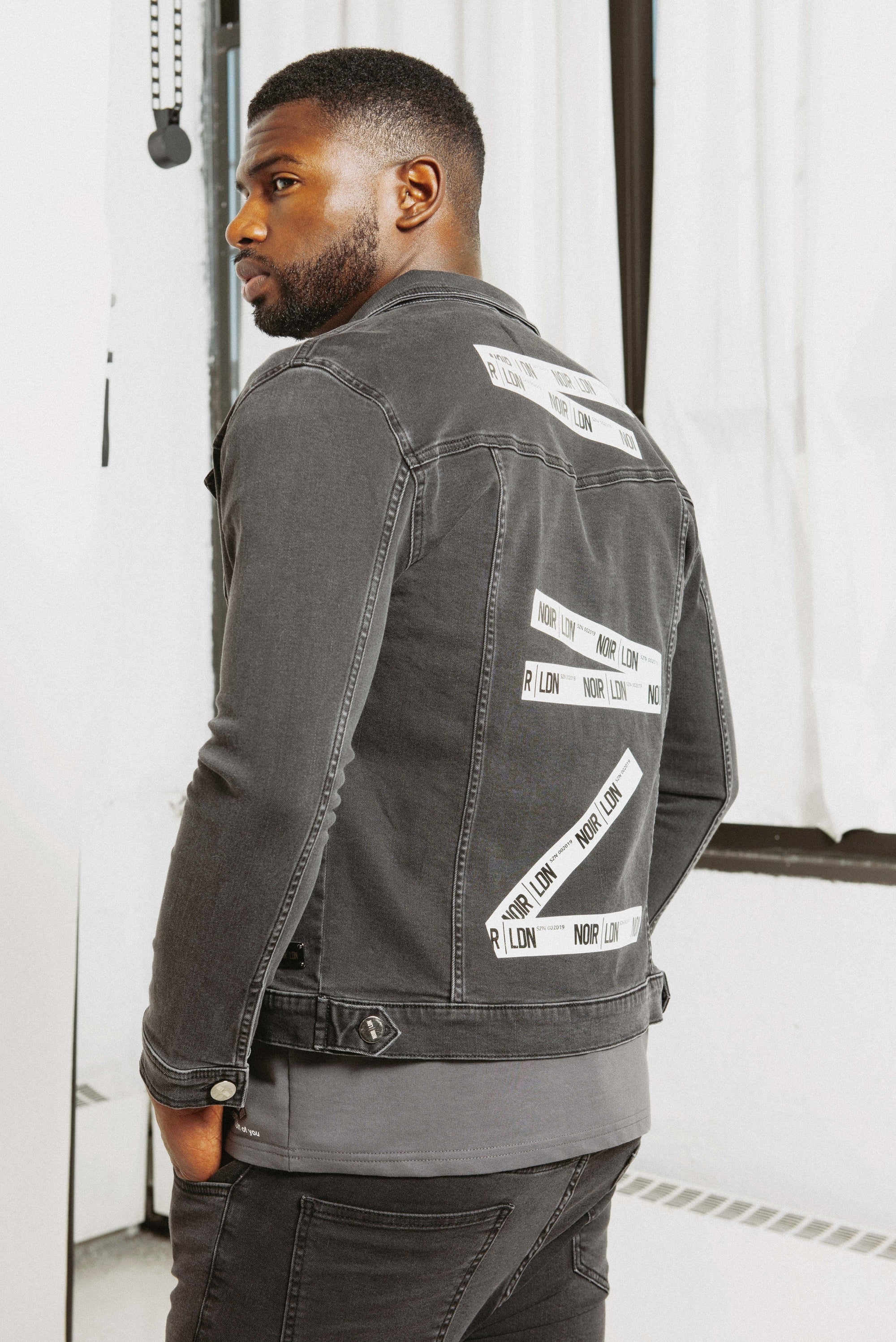 GREY TAPE DENIM JACKET