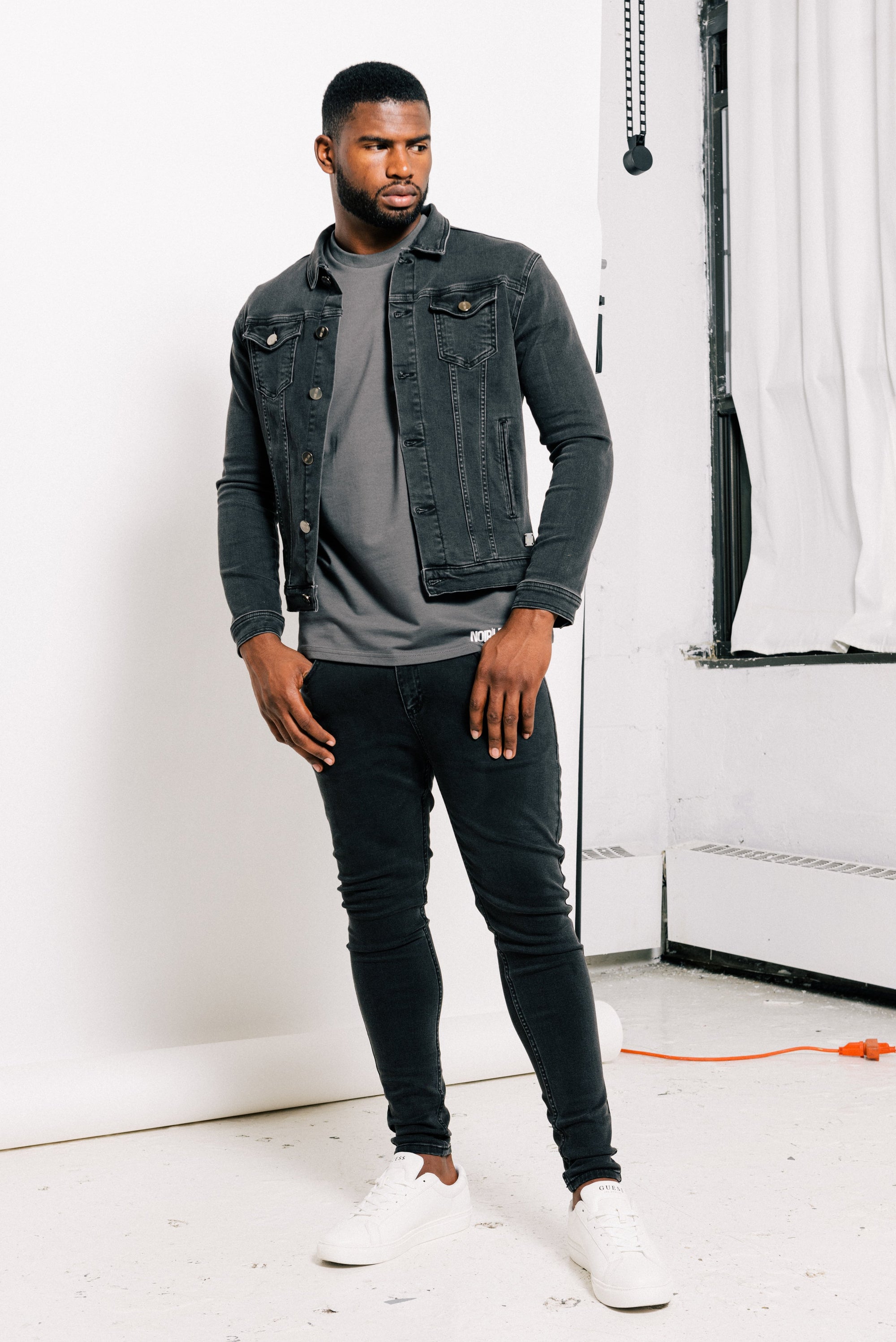 GREY TAPE DENIM JEANS